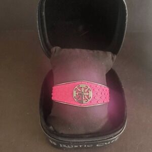 Rustic Cuff NEW Monique Python Side Cut Hot Pink Silver Cuff NWOT